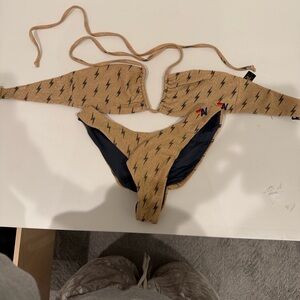 Aviator nation Tan Lightning Print Bikini bottom size XS